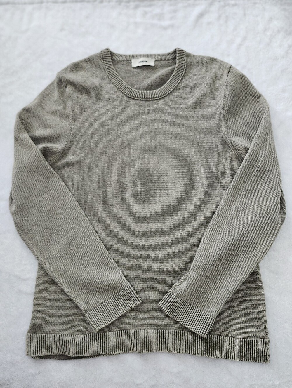 BUCK MASON Mens XXL Sunwashed Sage Green Cotton Knit Crewneck Sweater Minimalist